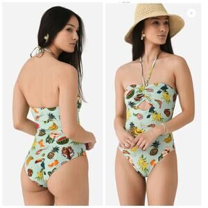 Alemais Theo One Piece Swimsuit Halter Bathing Suit Cut Out Blue Small Print